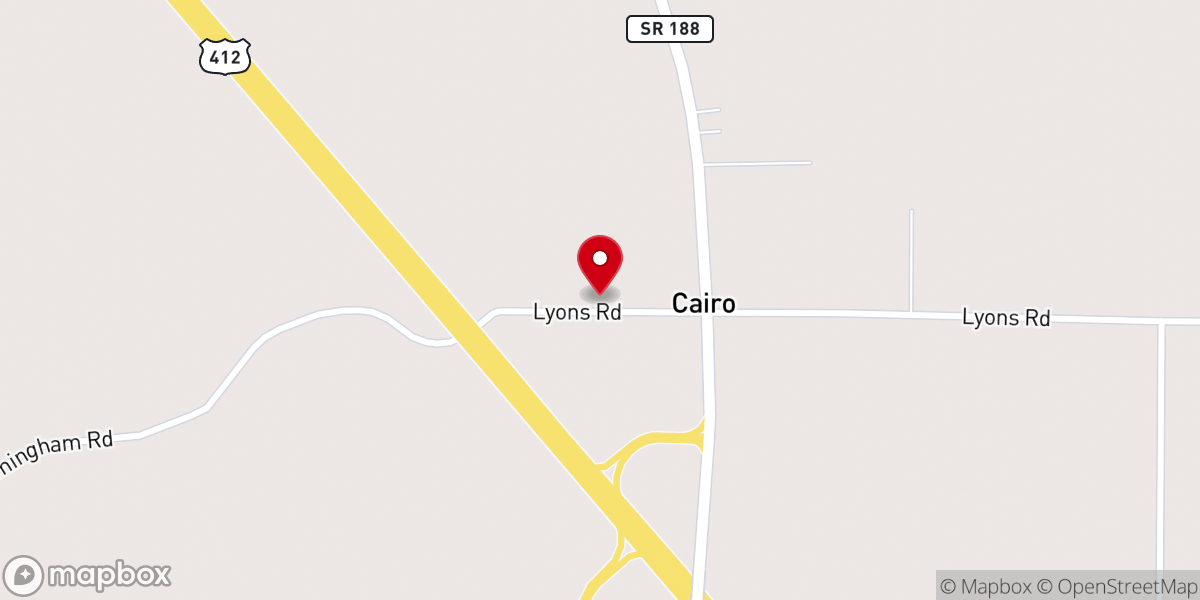 Map showing location of Cairo Church of Christ