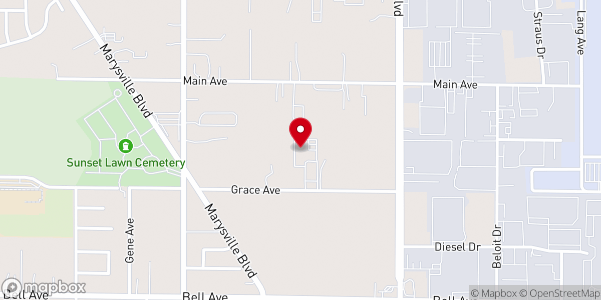 Map showing location of Grace Avenue Bible Church