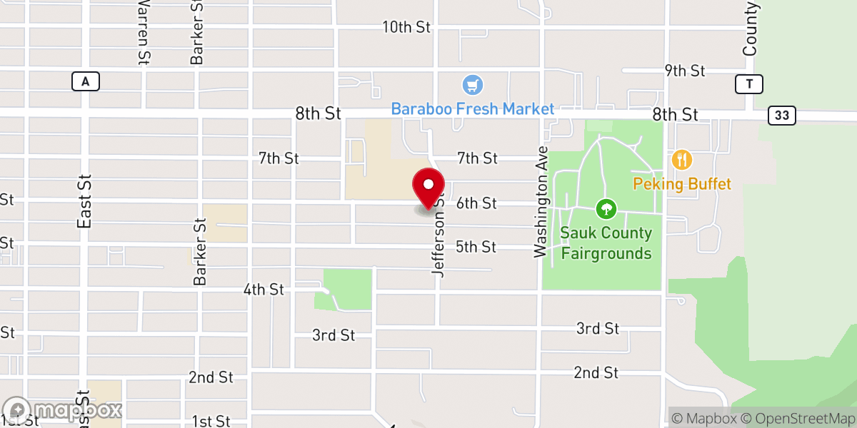 Map showing location of Lutheran Home Baraboo