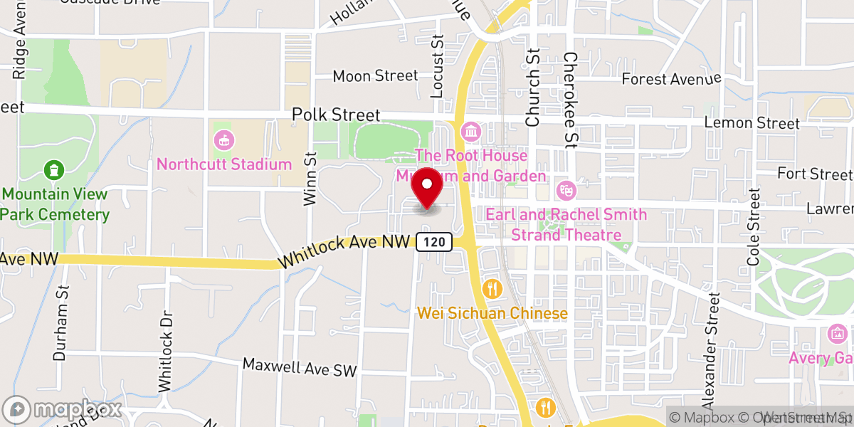 Map showing location of First United Methodist Church of Marietta