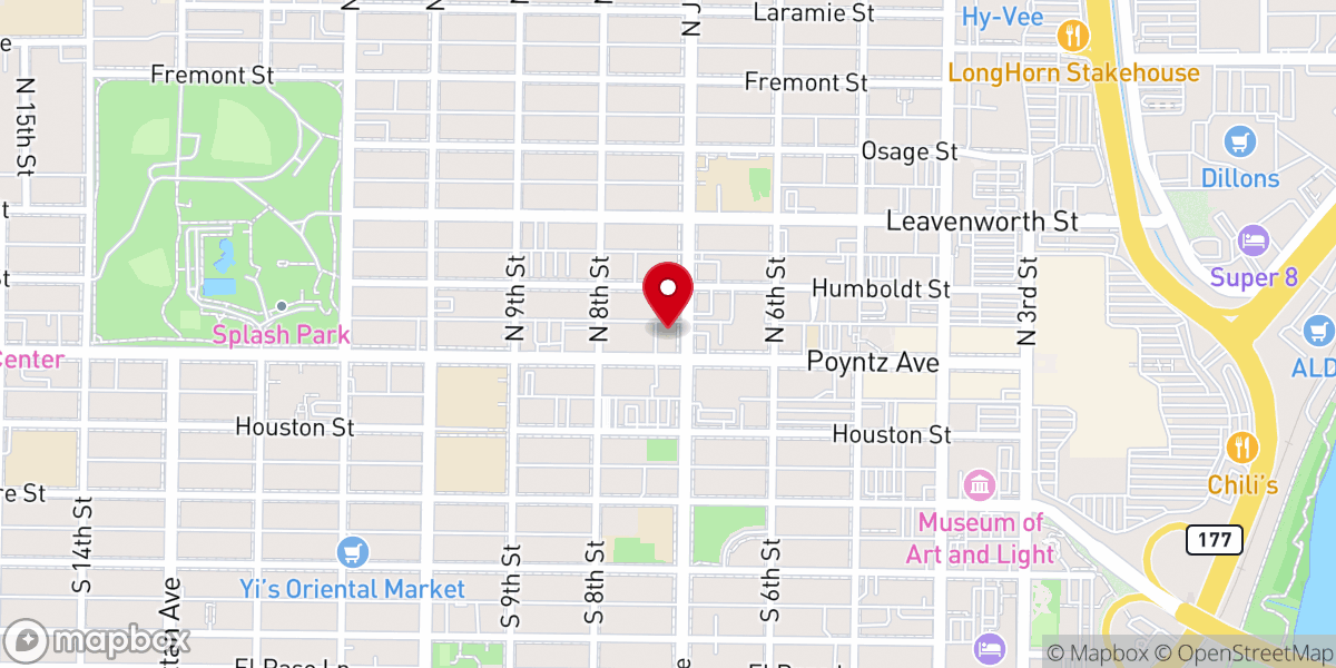 Map showing location of First Congregational United Church of Christ