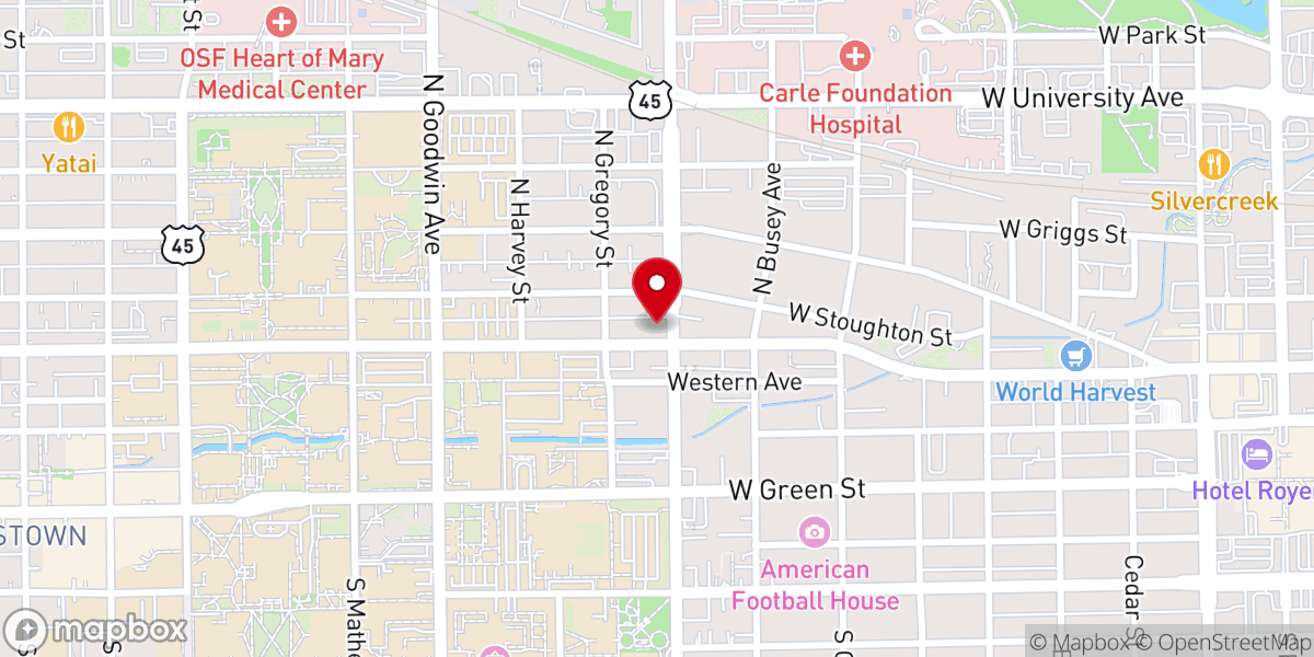 Map showing location of First Mennonite Church of Champaign-Urbana