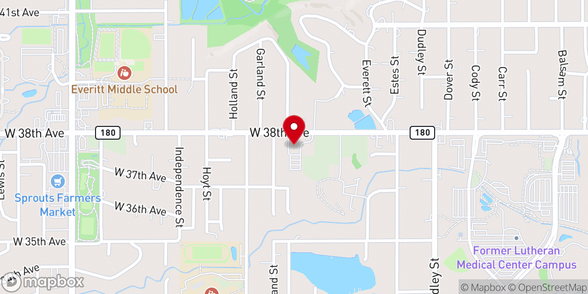 Map showing location of Wheat Ridge Presbyterian Church
