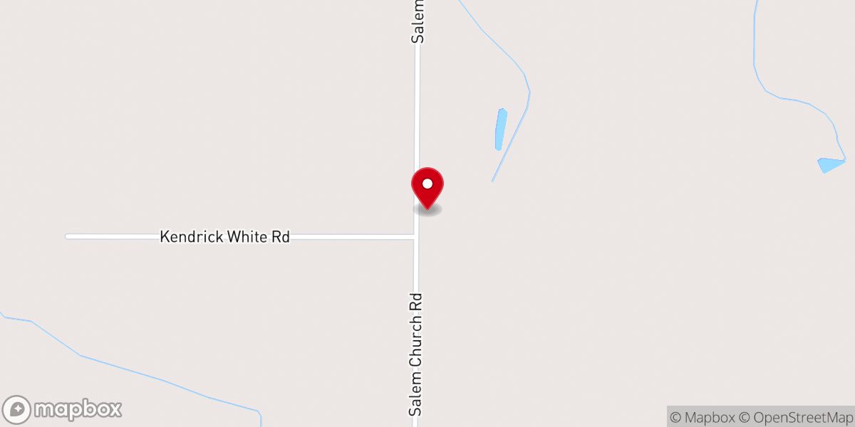 Map showing location of Dry Spring Church