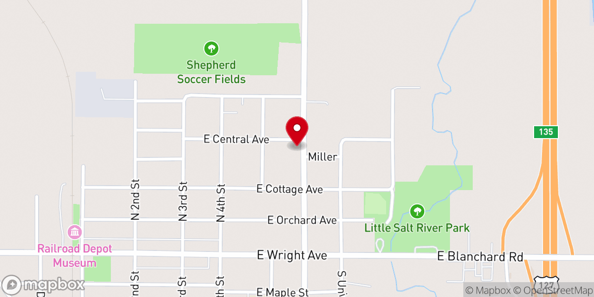 Map showing location of Chippewa Street Church-Christ
