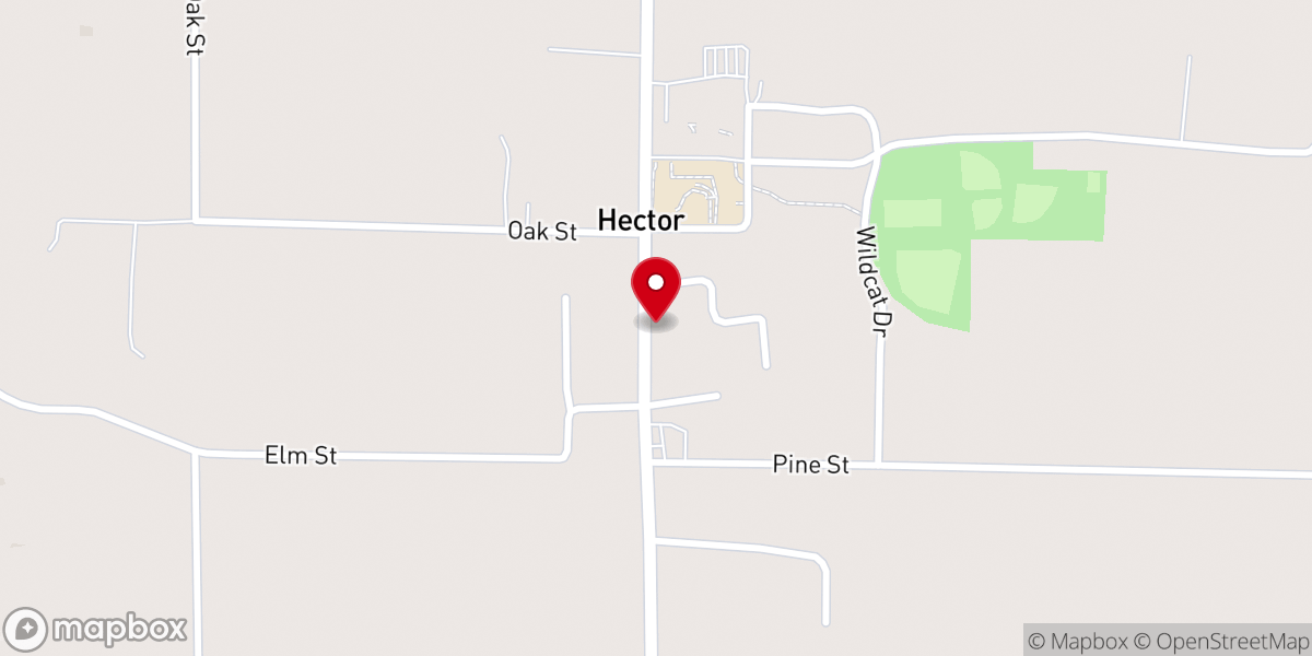Map showing location of Hector Cumberland Presbyterian Church