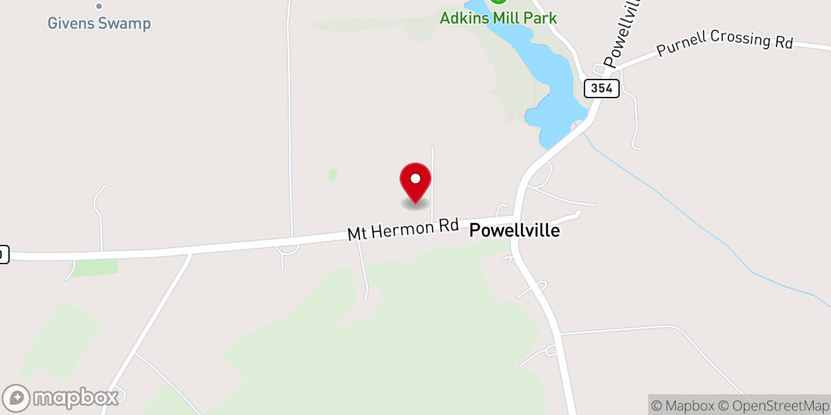 Map showing location of Powellville United Methodist Church