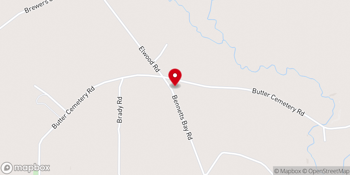 Map showing location of Elwood Church