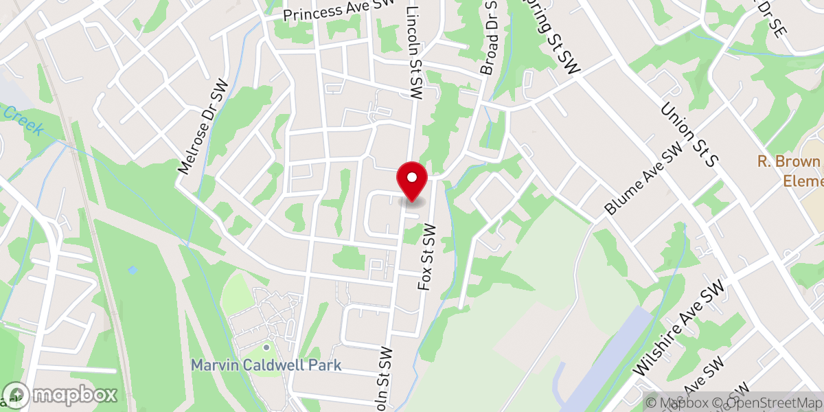 Map showing location of Mt Olive Christian Church