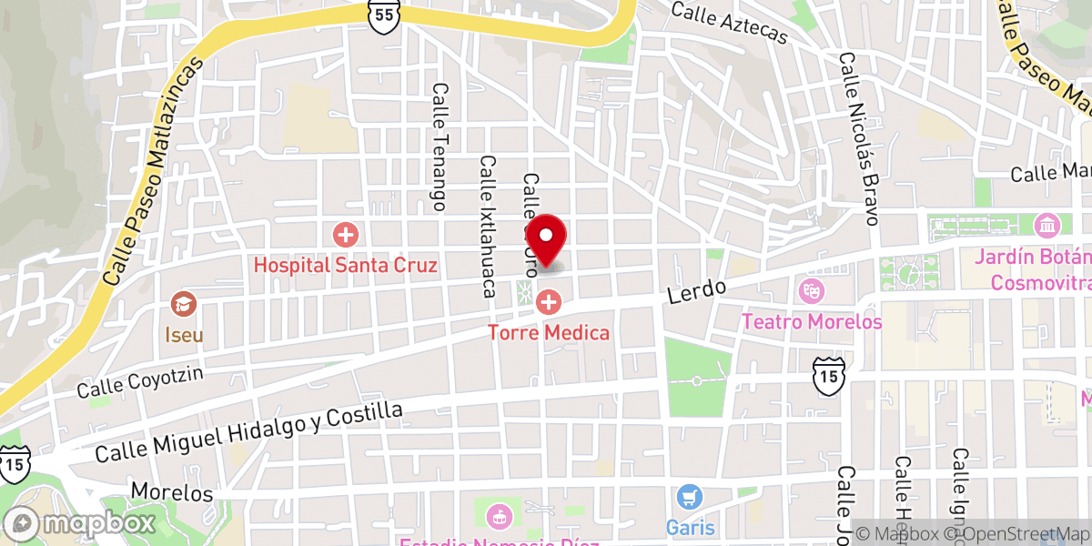 Map showing location of Misión Cristiana el Calvario Toluca
