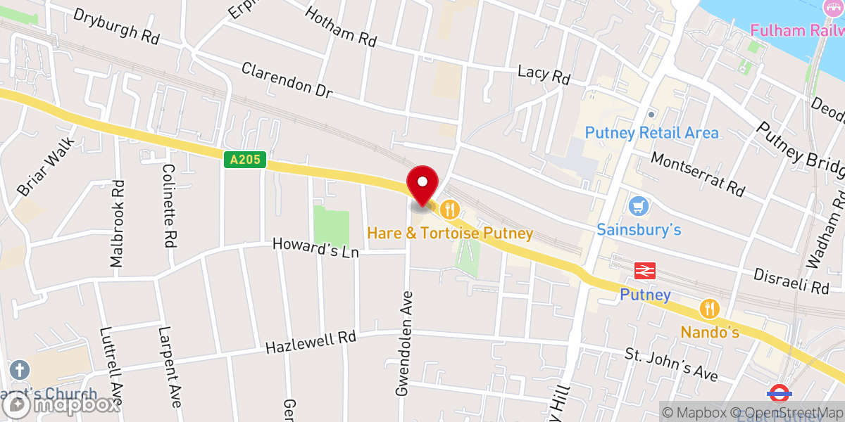 Map showing location of Putney Methodist Church