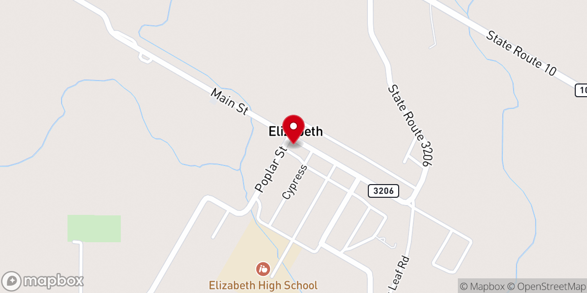 Map showing location of Elizabeth Baptist Church