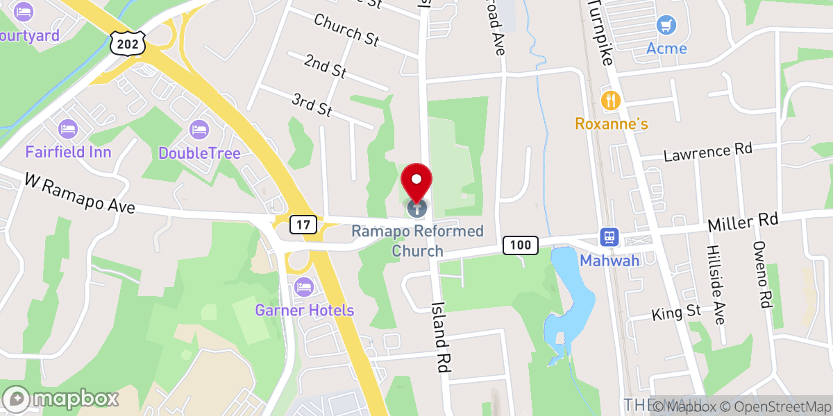 Map showing location of Ramapo Reformed Church