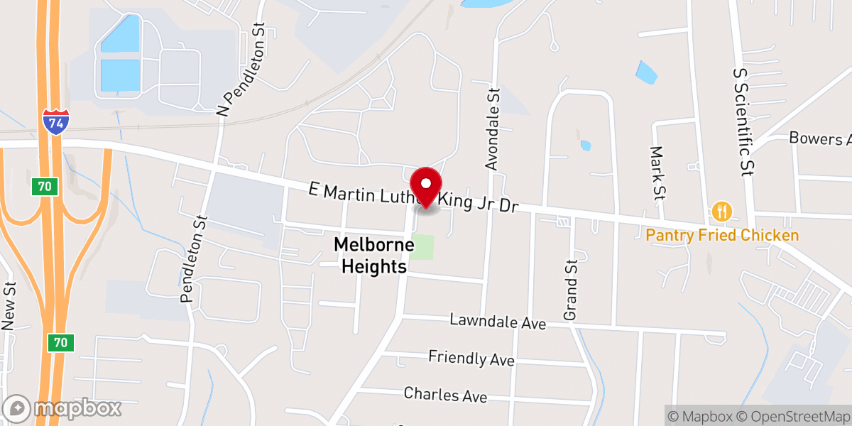 Map showing location of Hickory Chapel Wesleyan Church