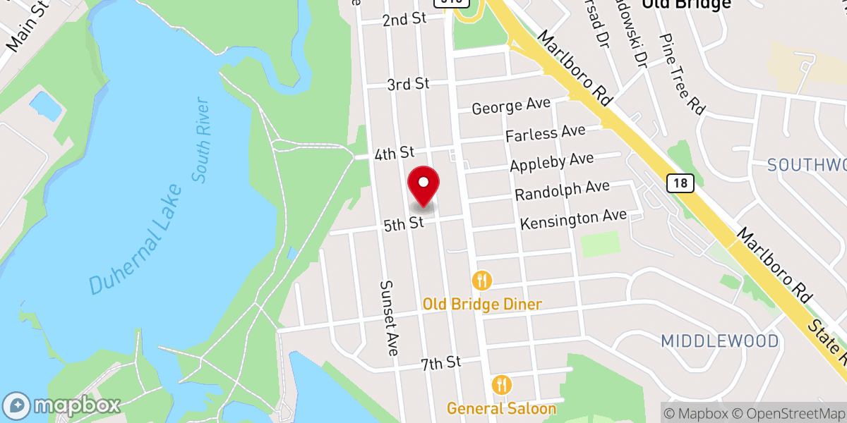 Map showing location of Garden State Baptist Church