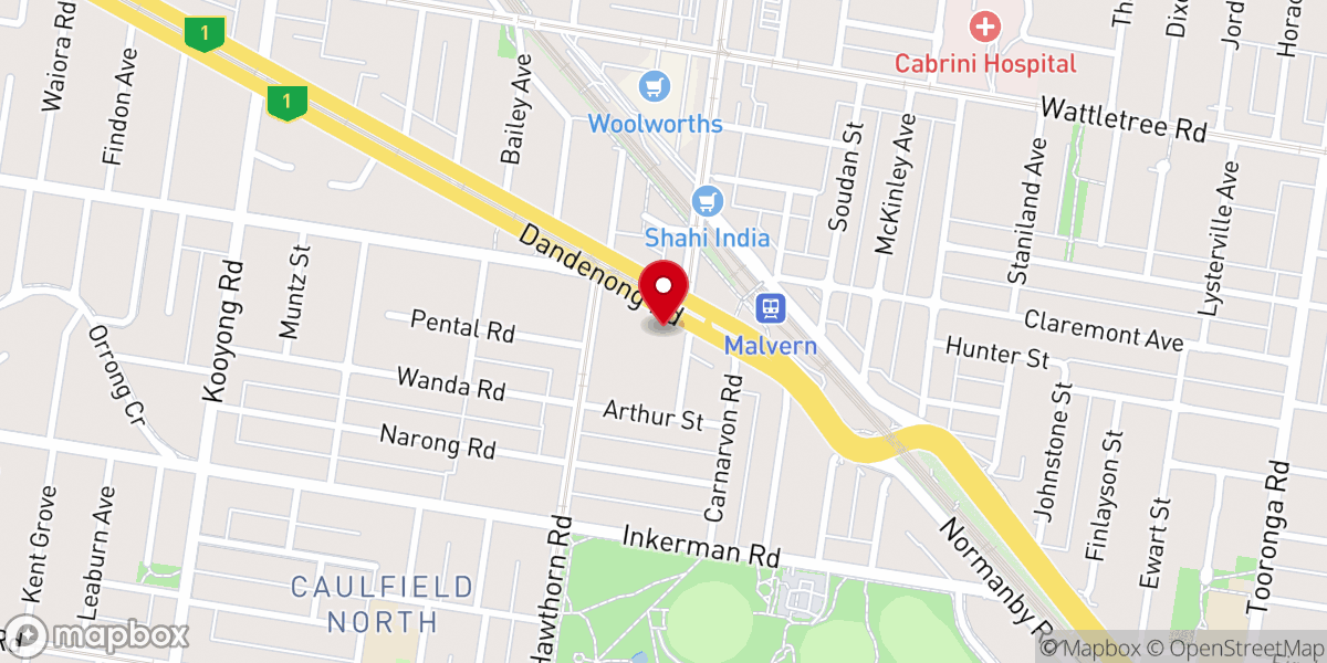 Map showing location of St Paul's Caulfield North Anglican Church