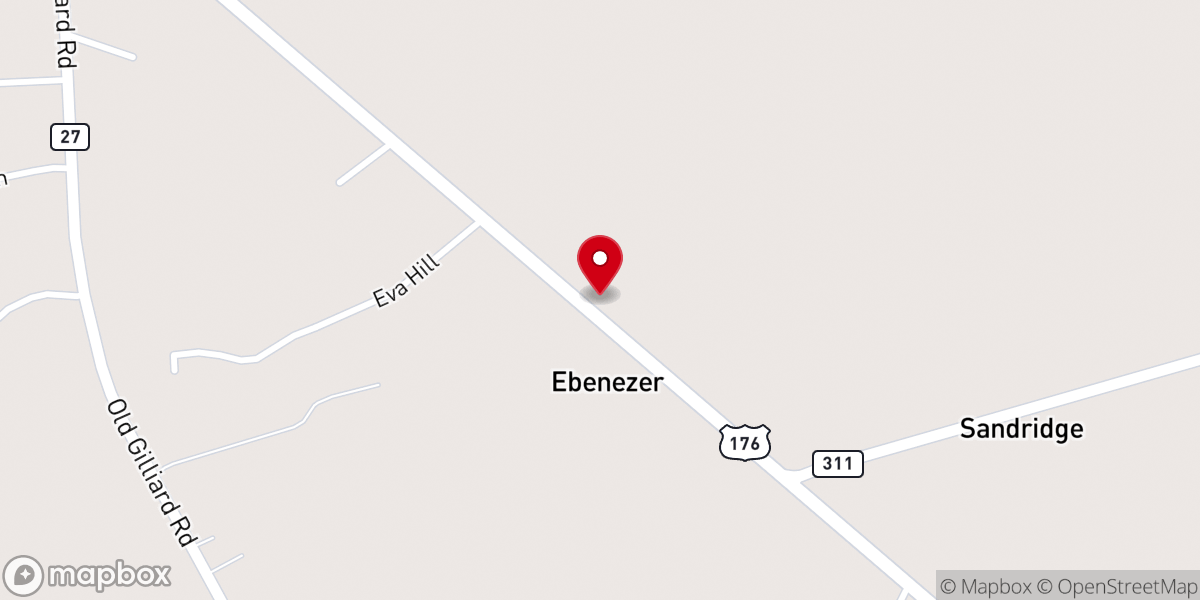 Map showing location of Ebenezer Zion AME Church
