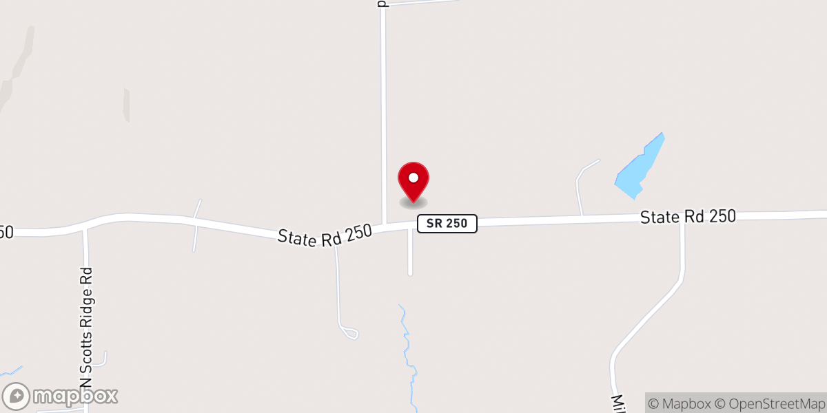 Map showing location of Brushy Fork Church