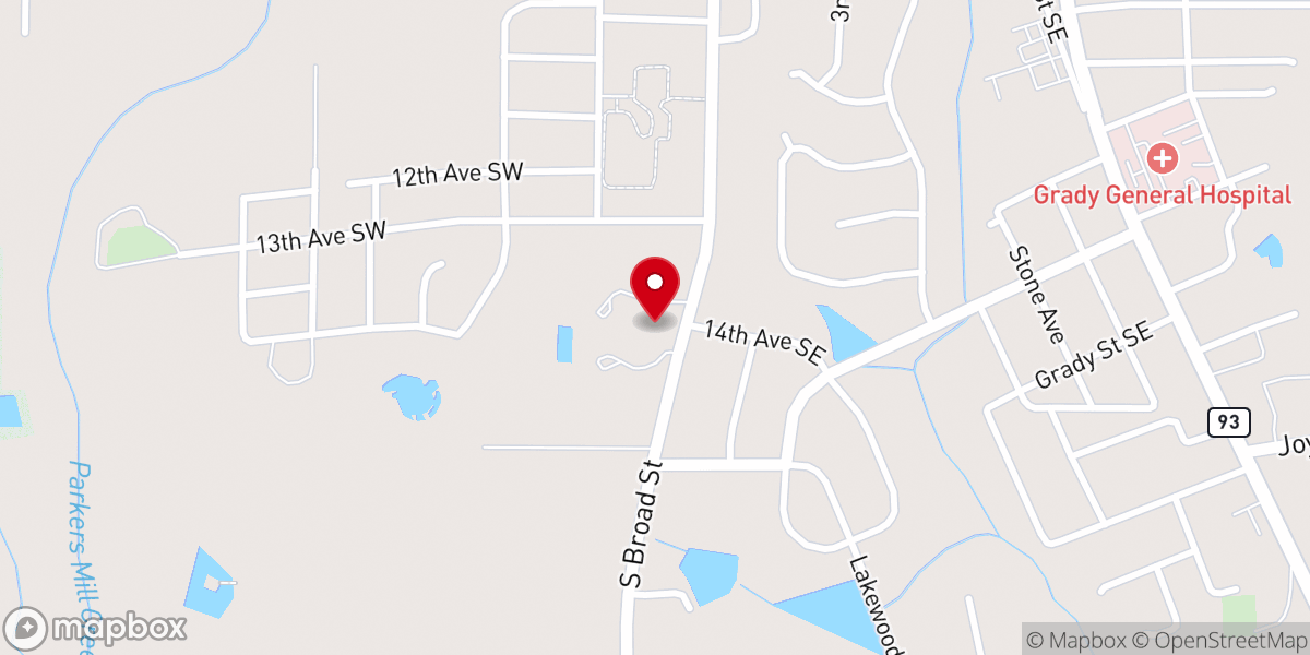 Map showing location of the Church of Grady County