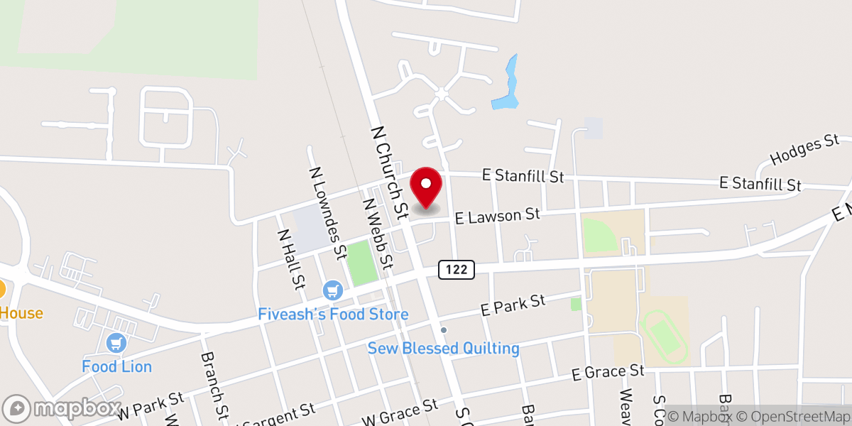 Map showing location of Hahira Community Church Quilting Circle