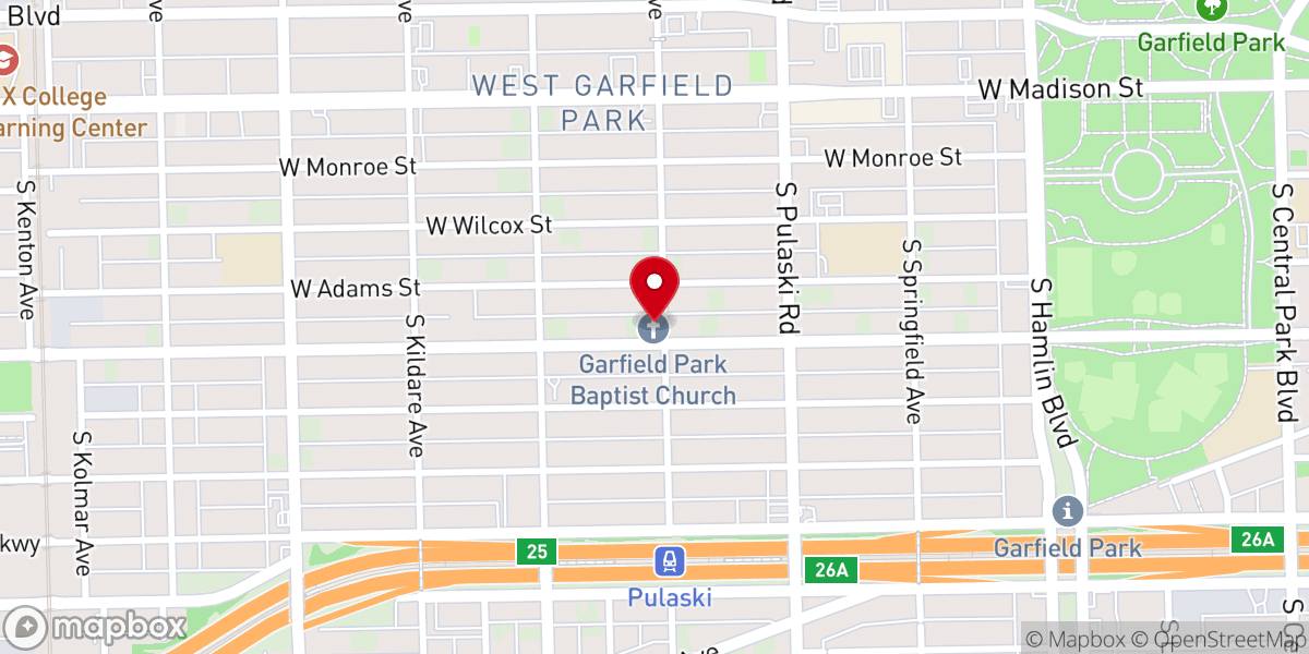 Map showing location of Garfield Park Community Worship Center