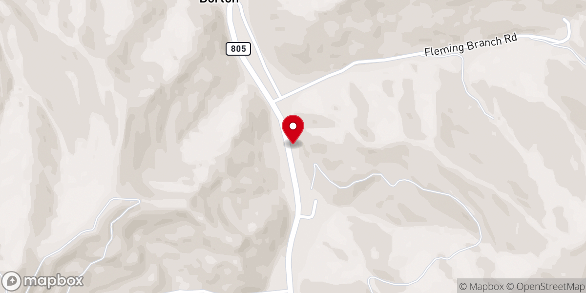 Map showing location of Dorton General Baptist Church