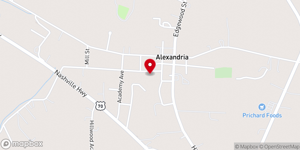 Map showing location of West Main Baptist Church