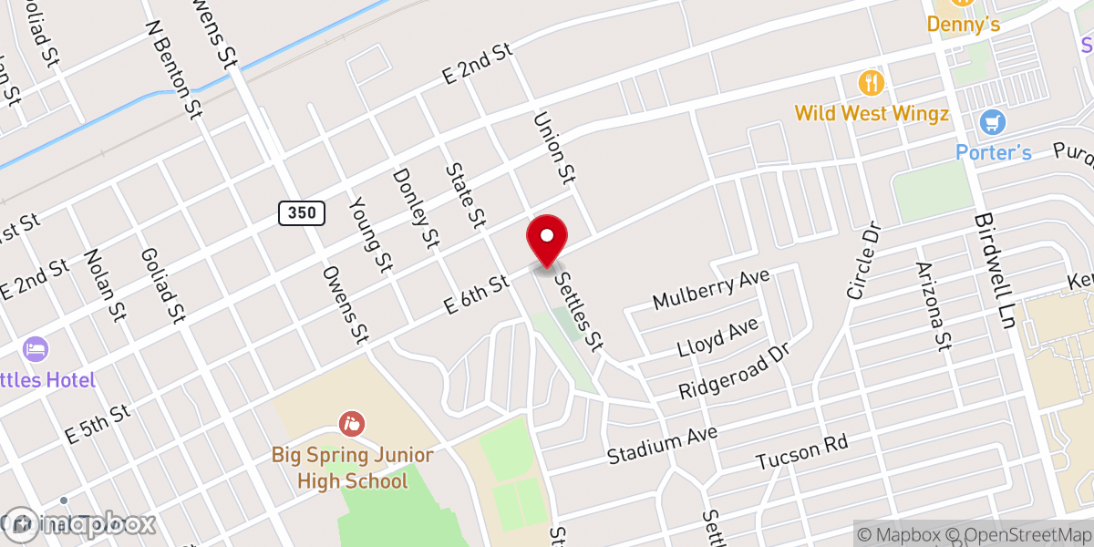 Map showing location of East Side Baptist Church