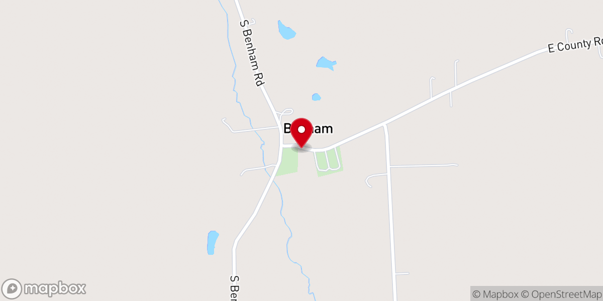 Map showing location of Benham United Methodist Church