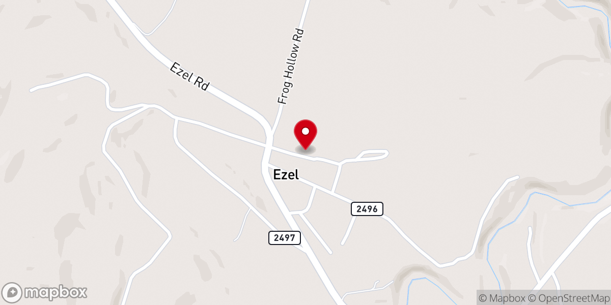 Map showing location of Ezel Presbyterian Church