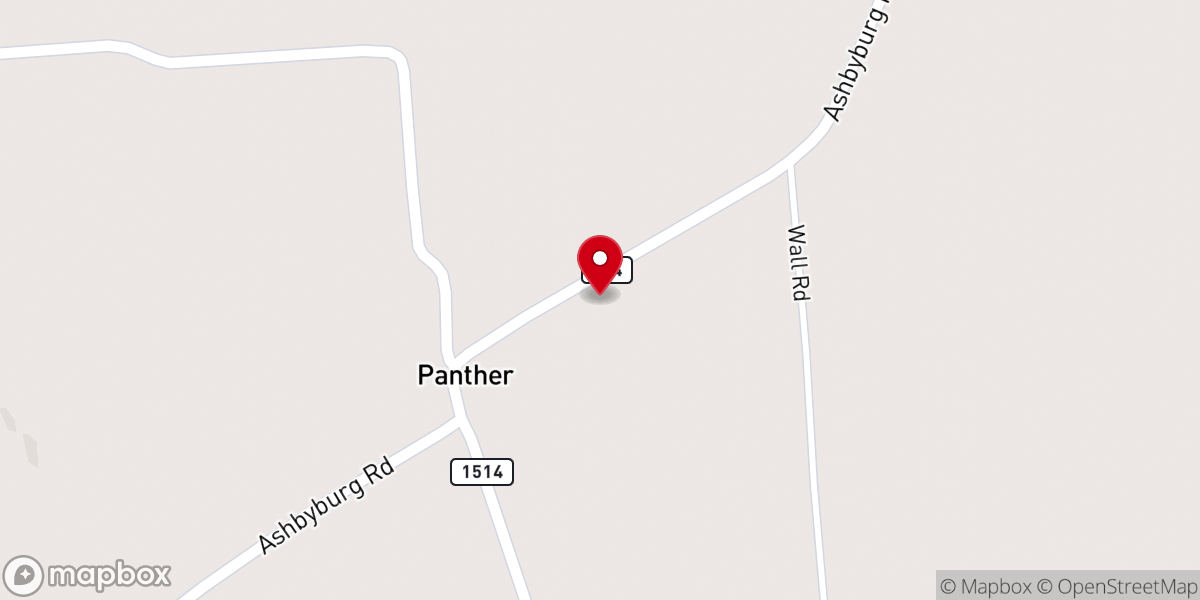 Map showing location of Brushy Fork Baptist Church