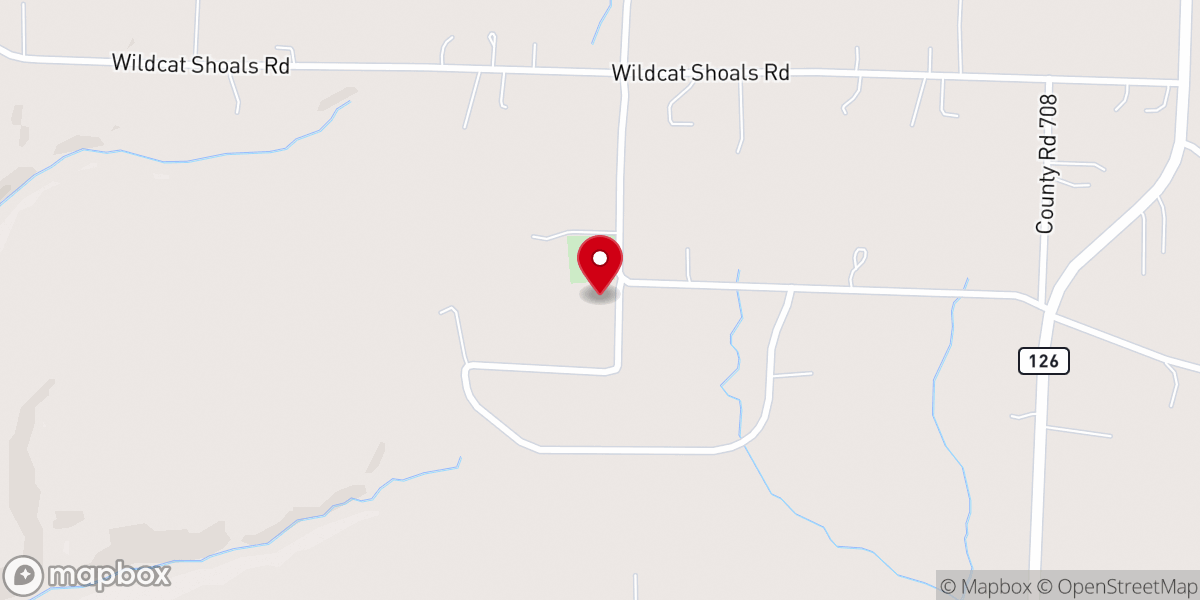 Map showing location of Whiteville Baptist Church