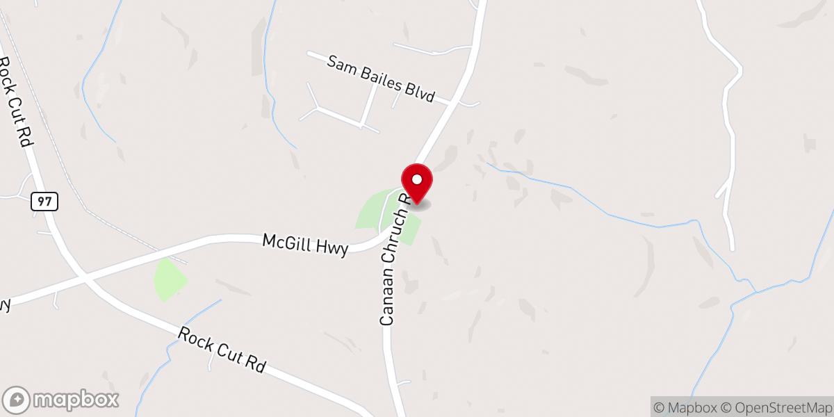 Map showing location of Canaan Church