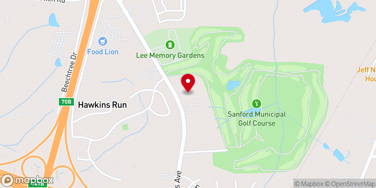 Map showing location of Sanford church of Christ