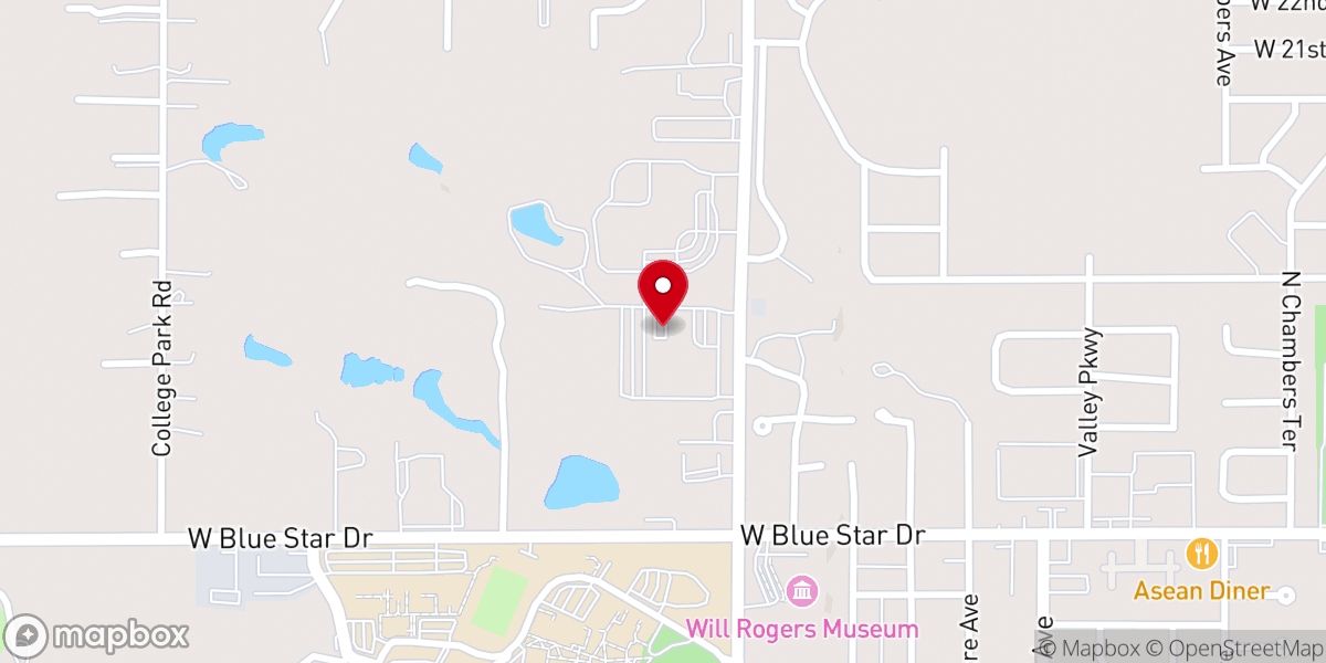 Map showing location of Claremore First Methodist Church