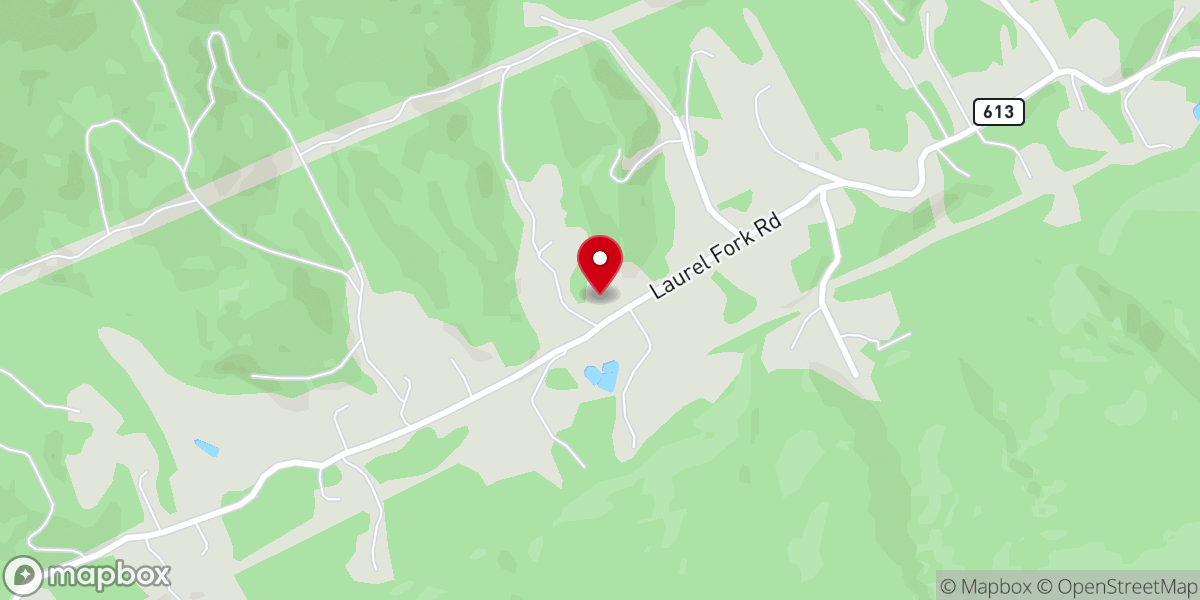 Map showing location of Laurel Fork Church