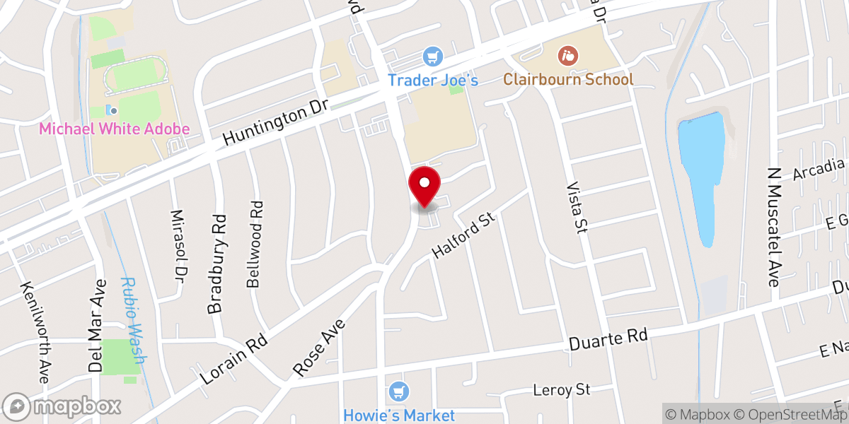 Map showing location of Trinity Lutheran Church of San Gabriel