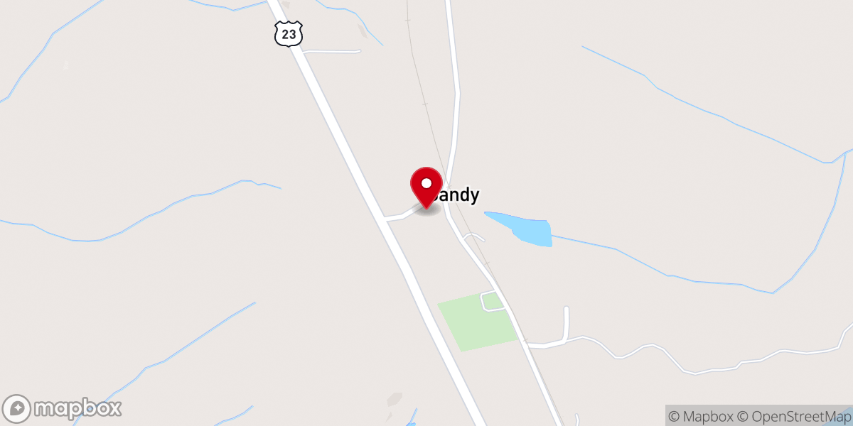 Map showing location of Sandy Creek Primitive Baptist Church