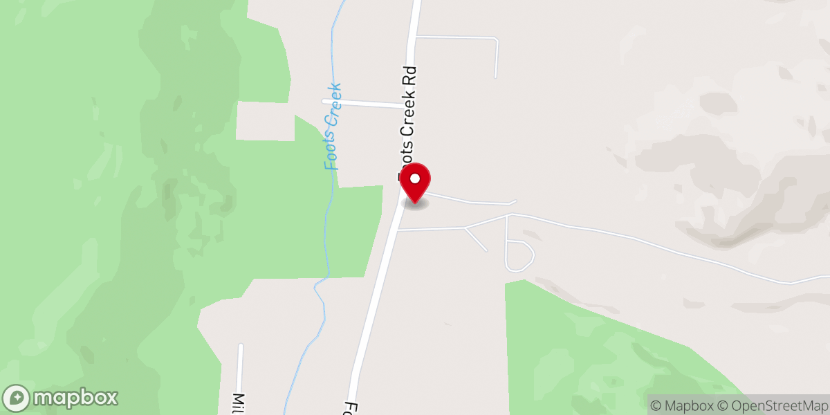 Map showing location of Foots Creek Chapel
