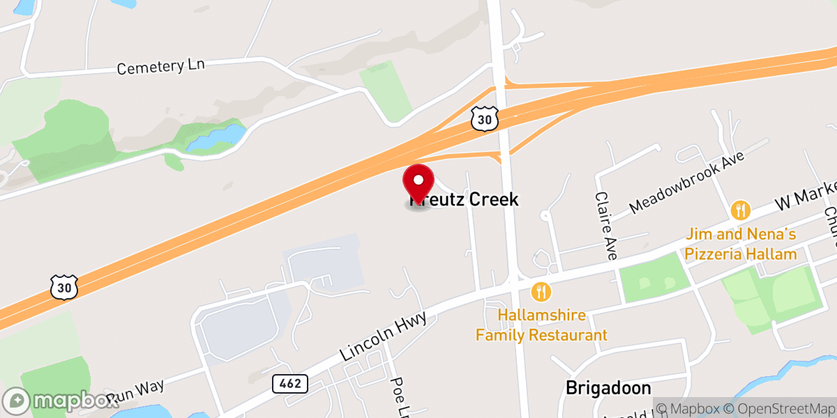 Map showing location of Kreutz Creek Presbyterian Church