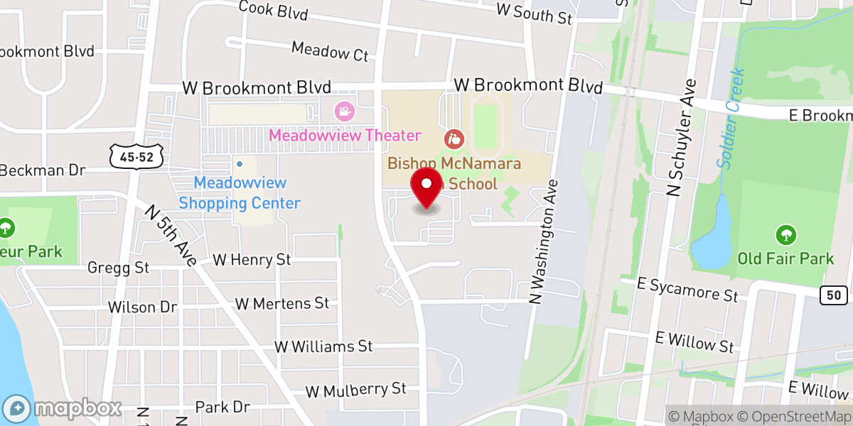 Map showing location of Kankakee First Church of the Nazarene