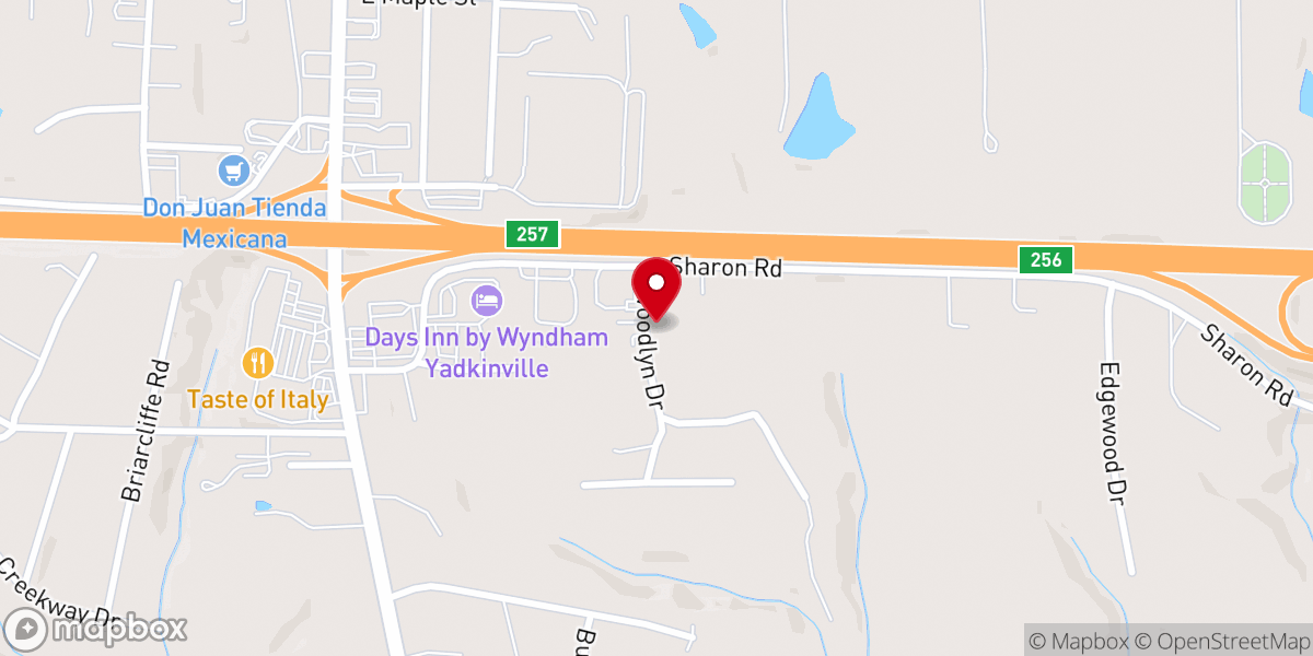 Map showing location of Yadkin Christian Ministries