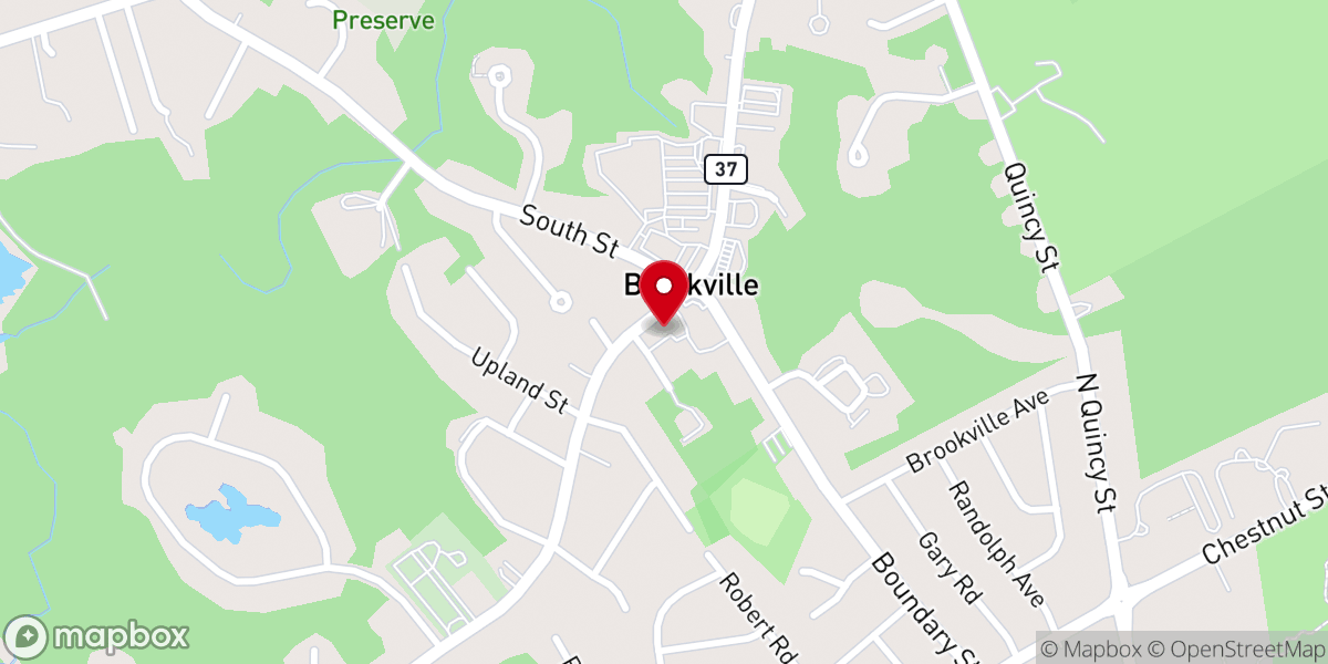 Map showing location of Brookville Baptist Church