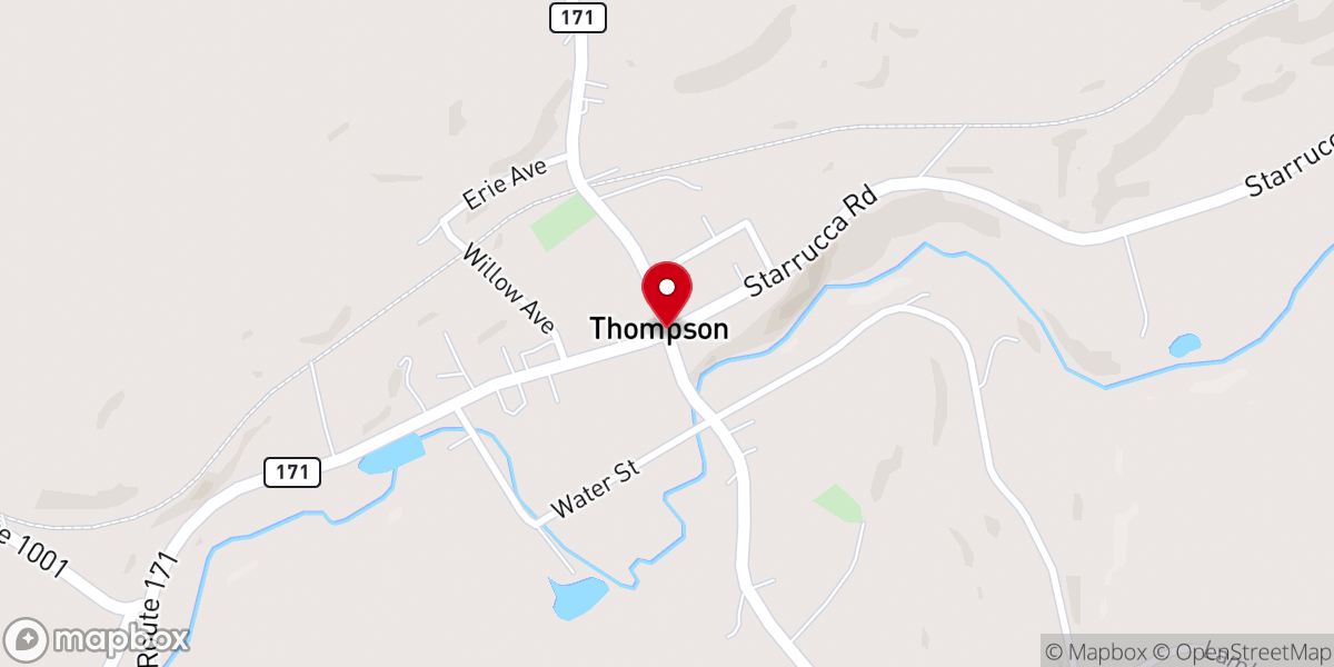 Map showing location of Thompson Borough Hall