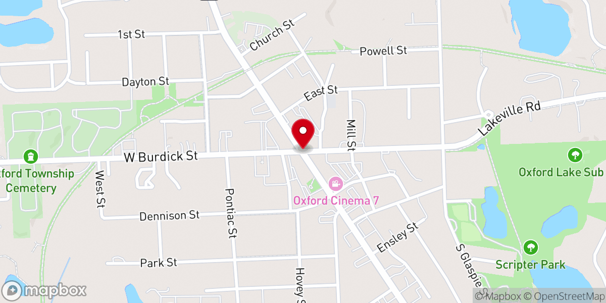 Map showing location of Oxford