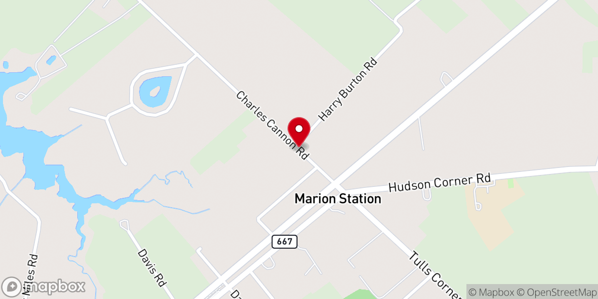 Map showing location of Eastern Shore Evangelistic Church
