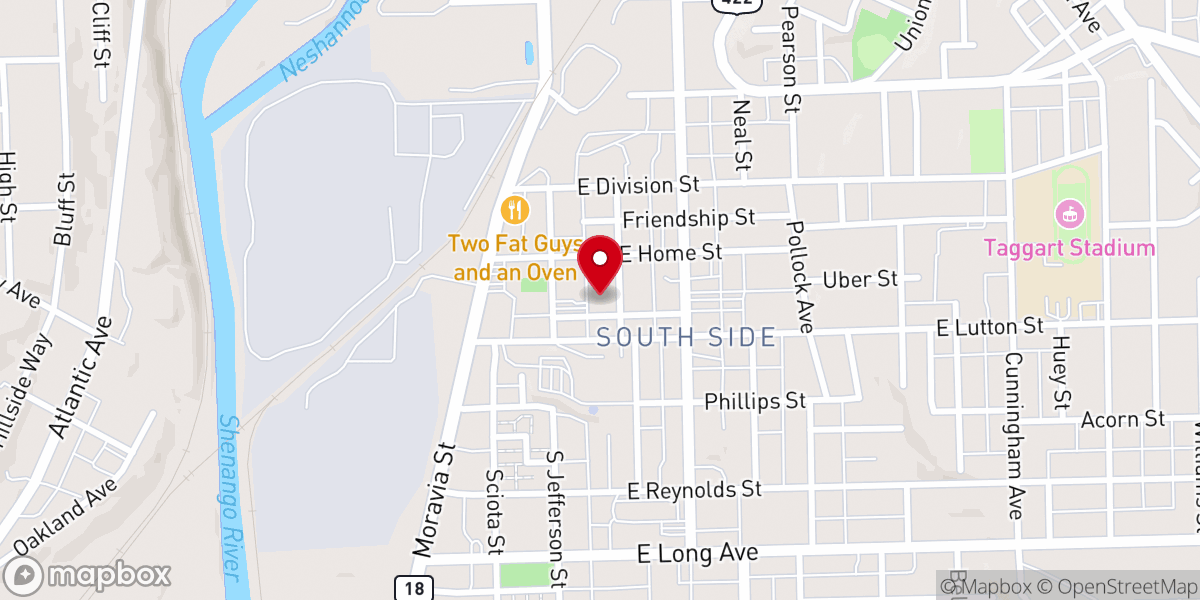 Map showing location of St. Vitus Catholic Church