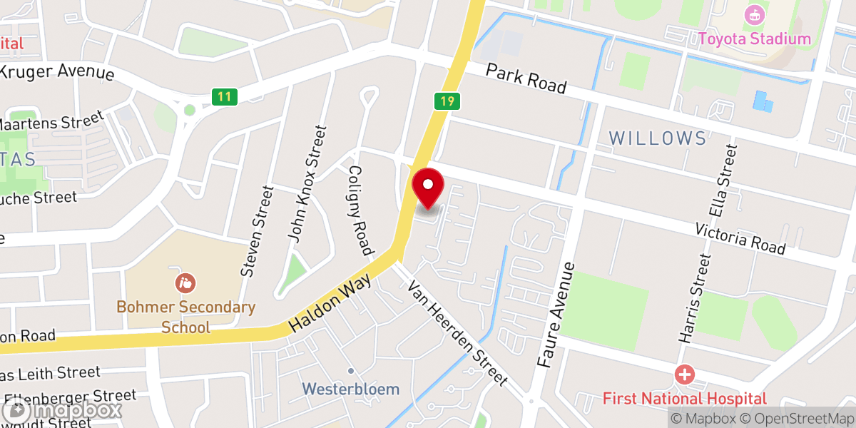 Map showing location of NG Gemeente Bloemfontein-Wes
