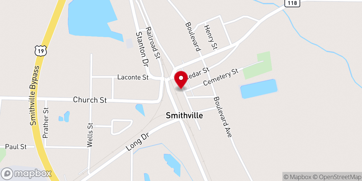 Map showing location of City of Smithville Georgia