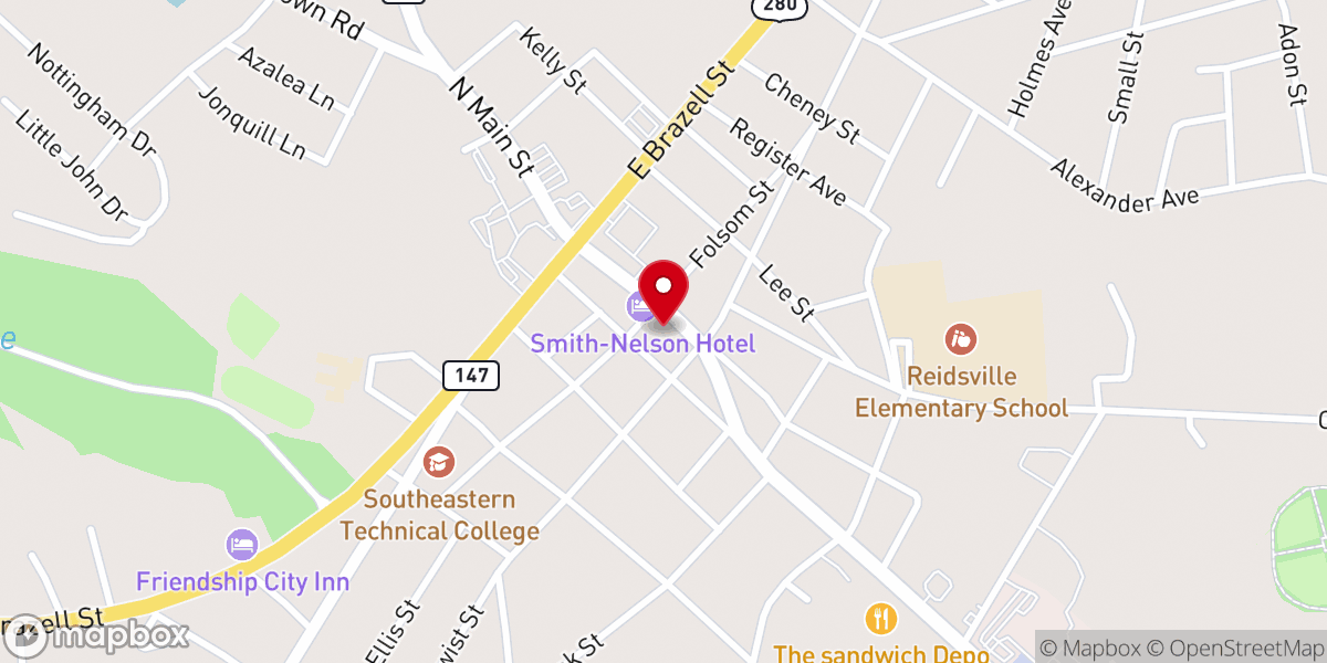 Map showing location of Reidsville City Hall